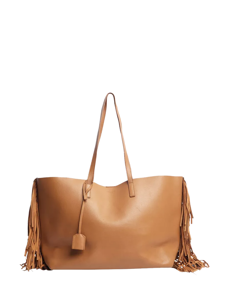 Pre-loved Saint Laurent brown fringed leather tote bag - British product