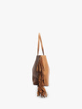 Pre-loved Saint Laurent brown fringed leather tote bag - British product
