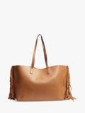 Pre-loved Saint Laurent brown fringed leather tote bag - British product