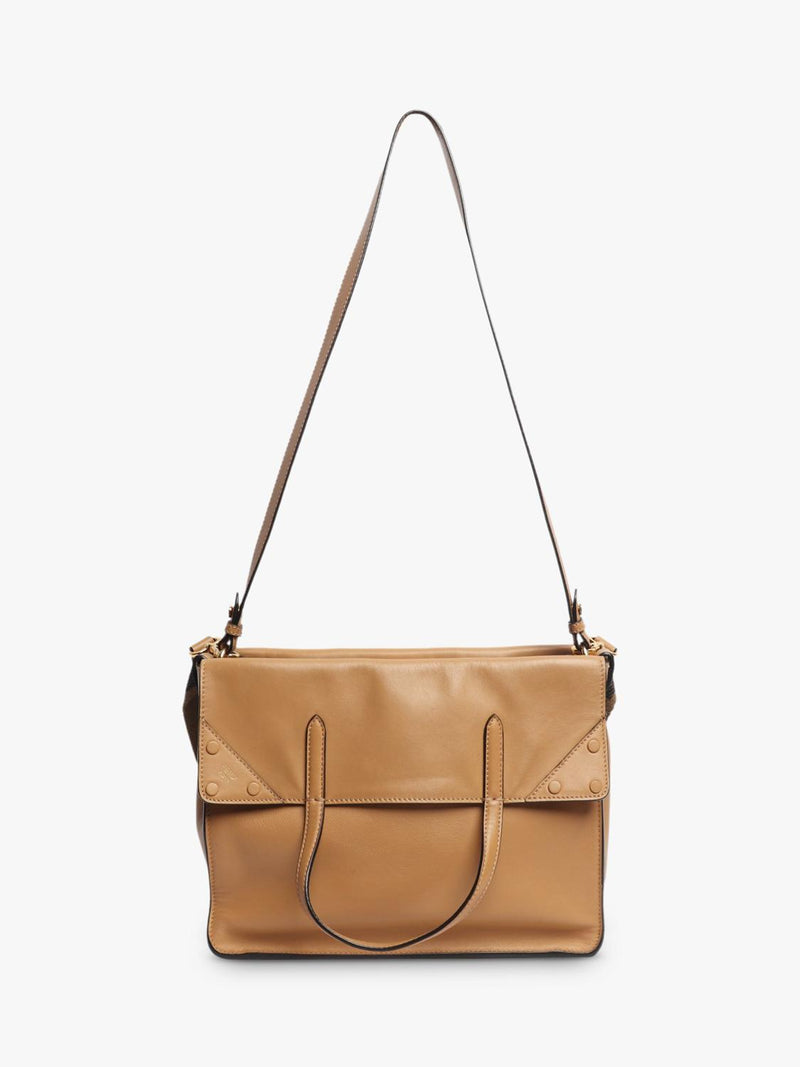 Fendi Flip tote bag in tan leather with gold hardware - British product