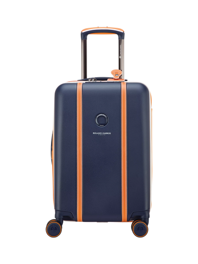 John Lewis DELSEY Paris x Roland-Garros Cadence 55cm Expandable 4-Wheel Suitcase, 34L, Navy/Orange- Buy online at McGrocer