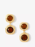 Mint Velvet brown resin drop earrings gold tone, imported from the UK