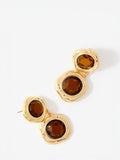 Mint Velvet brown resin drop earrings gold tone, imported from the UK