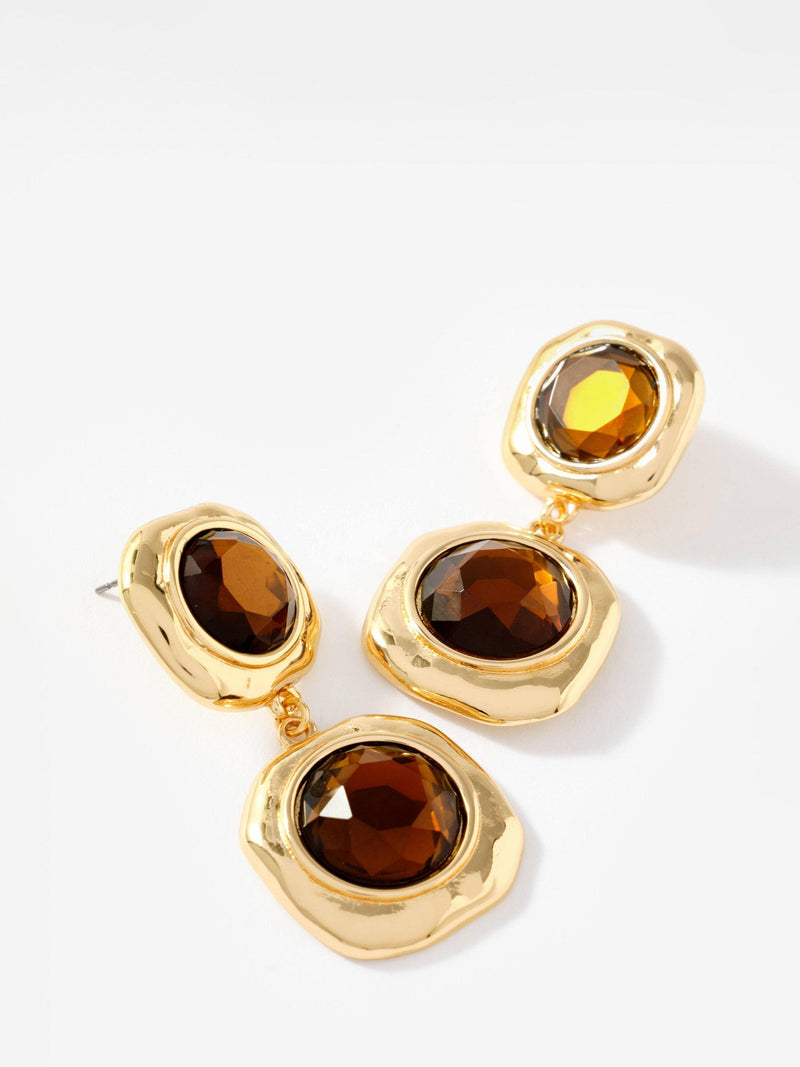 Mint Velvet brown resin drop earrings gold tone, imported from the UK