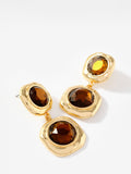 Mint Velvet brown resin drop earrings gold tone, imported from the UK