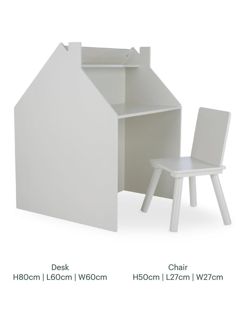 CuddleCo Play House activity desk and chair in white - British product