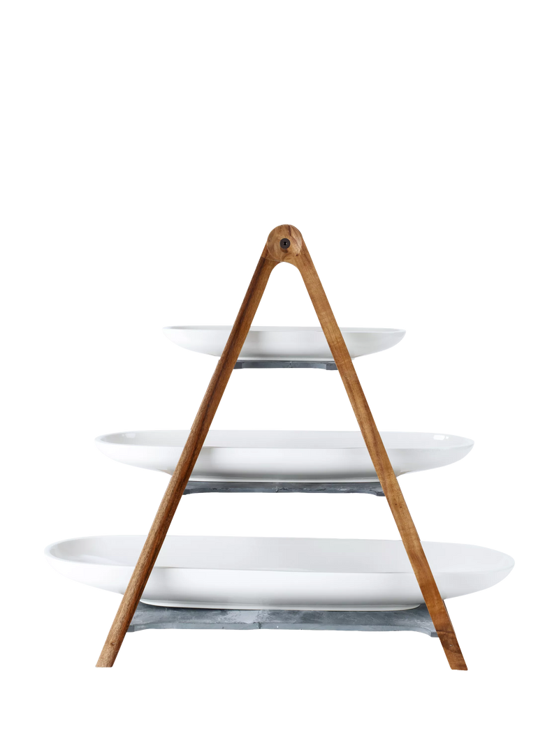 Villeroy & Boch three-tier wooden etagere serving stand, UK version