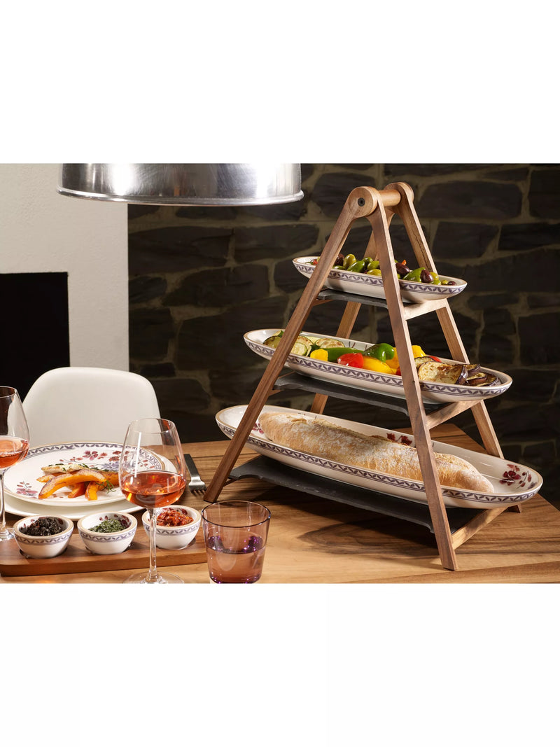 Villeroy & Boch three-tier wooden etagere serving stand, UK version