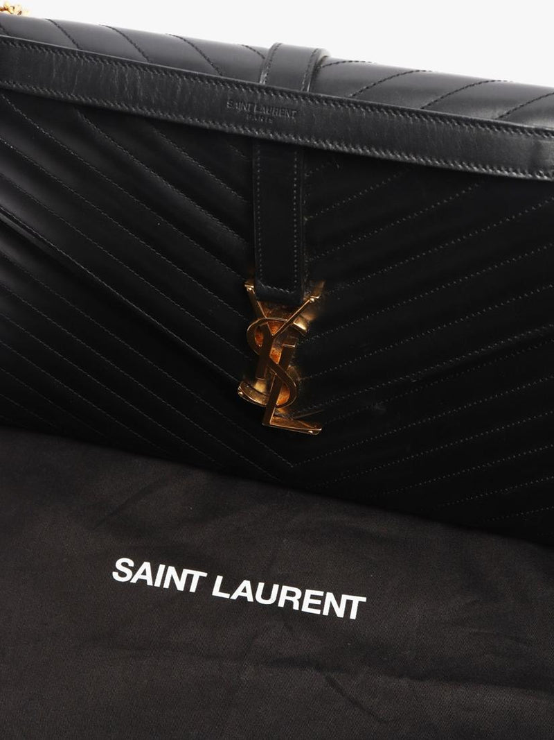 Saint Laurent pre-loved leather envelope bag with gold hardware (British brand)