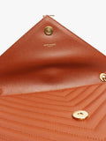 SAINT LAURENT brown leather envelope shoulder bag 31cm, imported from the UK