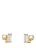 Missoma diamond pearl stud earrings 14ct yellow gold, UK version
