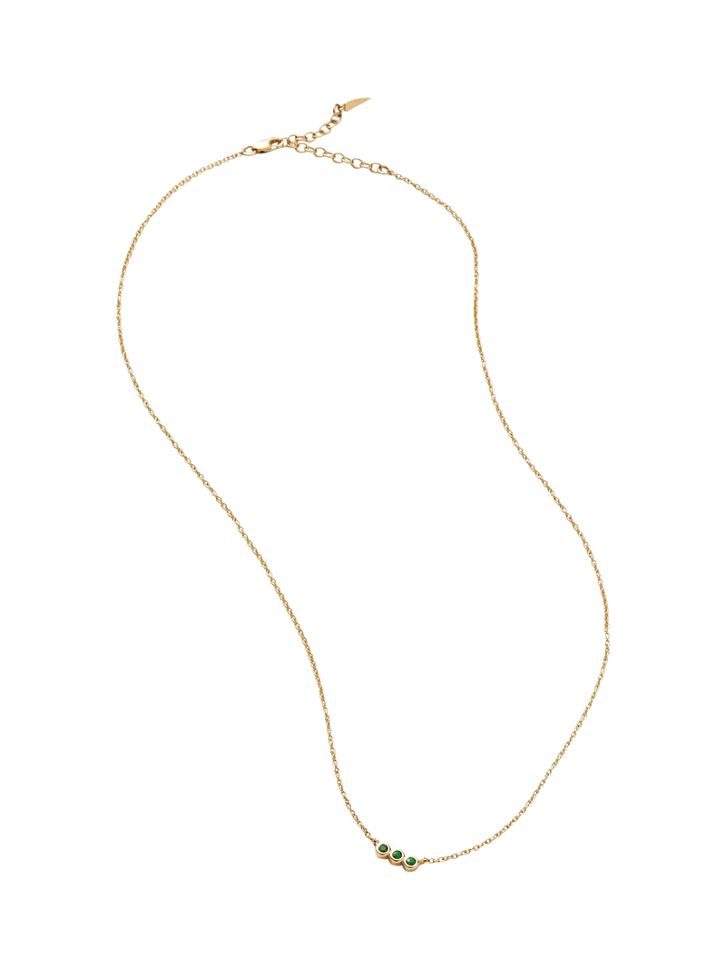 Missoma emerald solitaire trio necklace gold 45cm - British product
