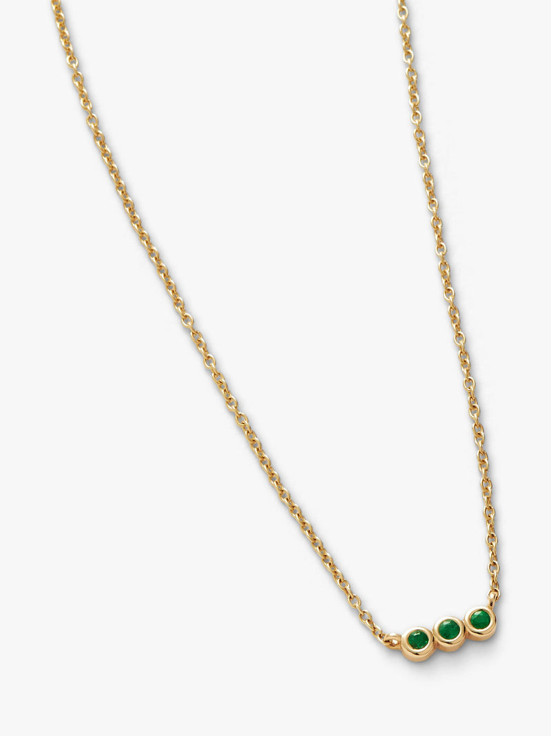Missoma emerald solitaire trio necklace gold 45cm - British product
