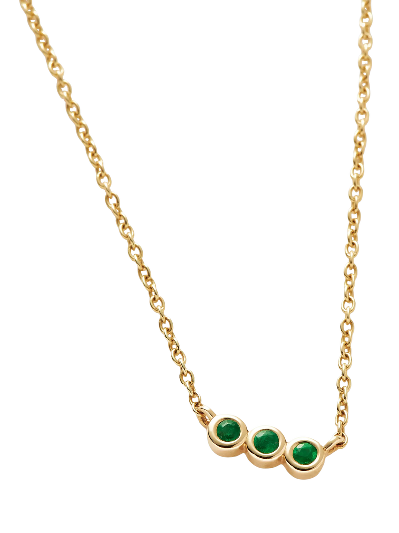 Missoma emerald solitaire trio necklace gold 45cm - British product