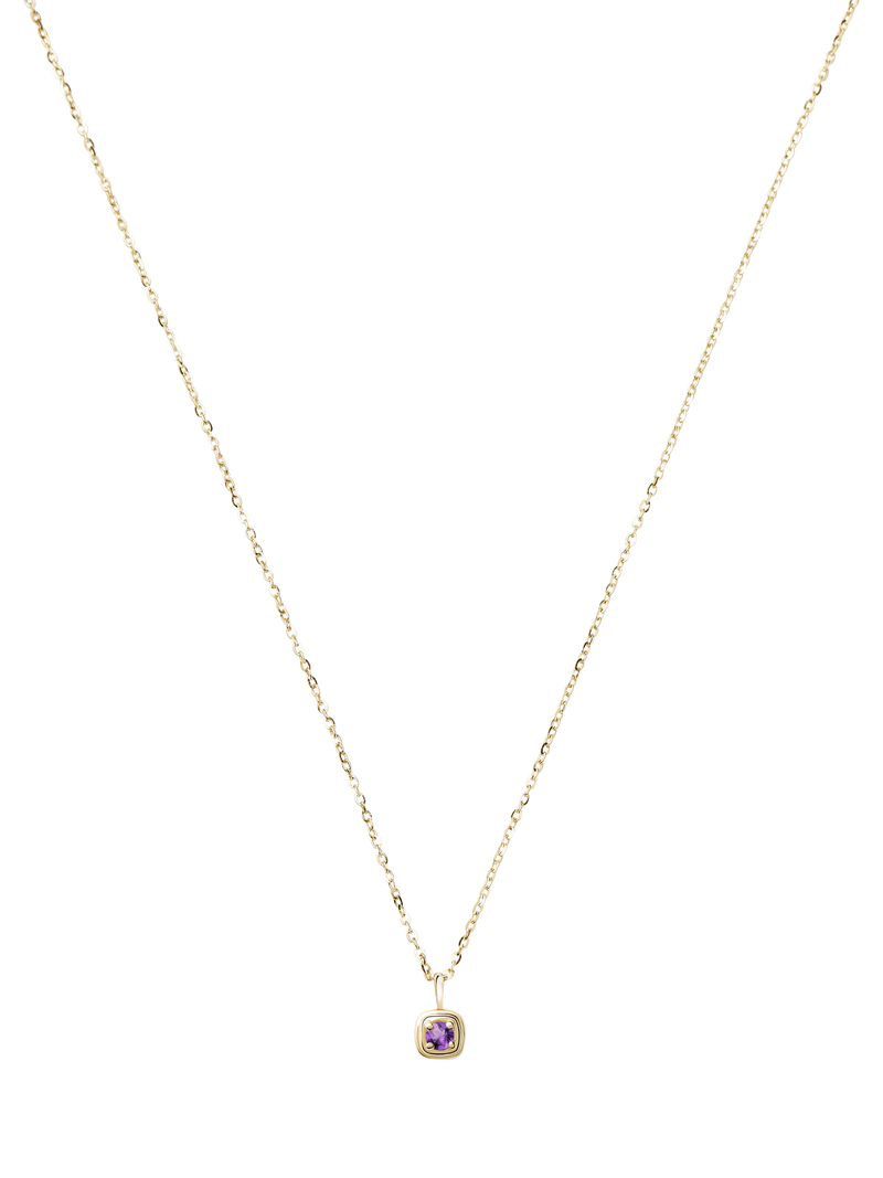 Missoma 14ct yellow gold birthstone pendant necklace with amethyst (British brand)