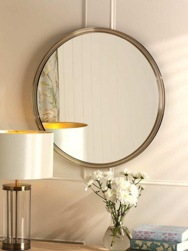 Laura Ashley round wall mirror antique brass 60cm, UK version