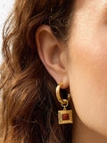 Daisy London jasper drop earrings in gold plated - British product