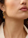 Daisy London jasper drop earrings in gold plated - British product