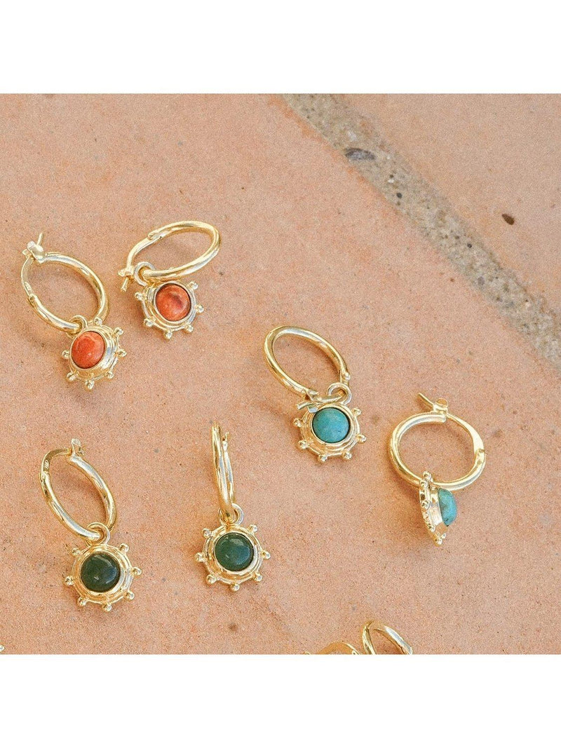 Daisy London gold plated turquoise hoop earrings, UK version