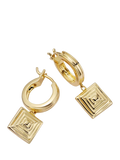 Daisy London gold plated huggie hoop earrings square drop (British brand)