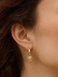 Daisy London gold plated huggie hoop earrings square drop (British brand)