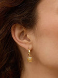 Daisy London gold plated huggie hoop earrings square drop (British brand)