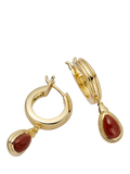 Daisy London 18ct gold plated red jasper hoop earrings, imported from the UK