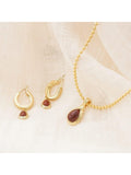 Daisy London 18ct gold plated red jasper hoop earrings, imported from the UK