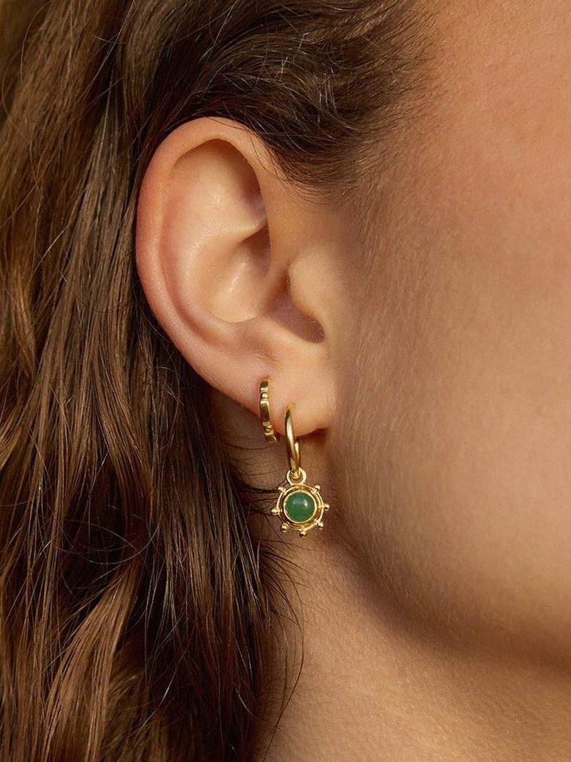 Daisy London aventurine hoop earrings 18ct gold plated - British product