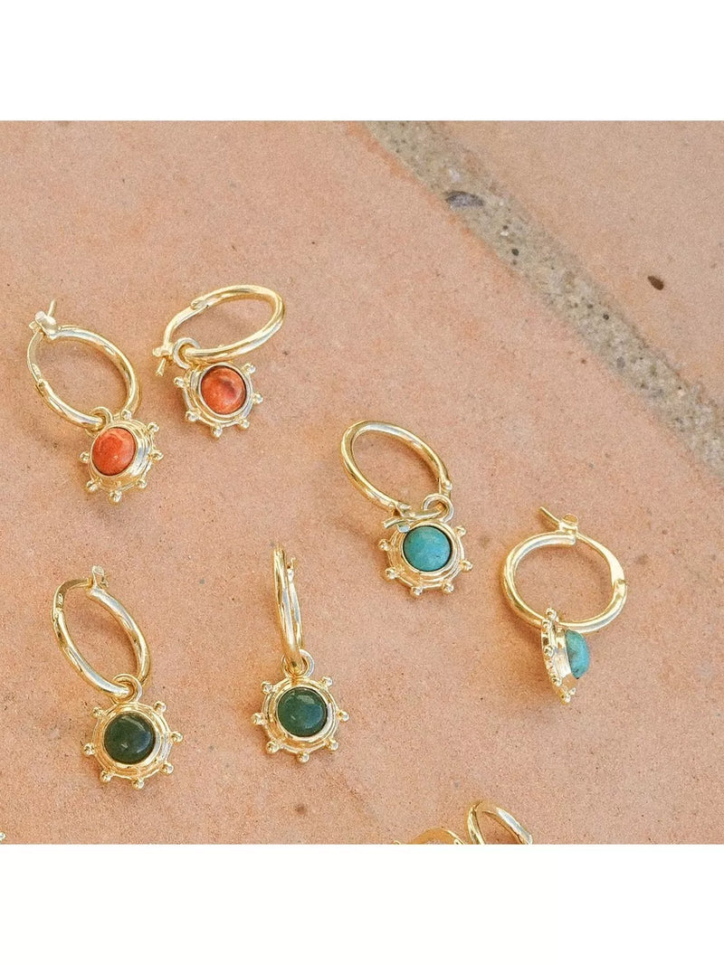 Daisy London aventurine hoop earrings 18ct gold plated - British product