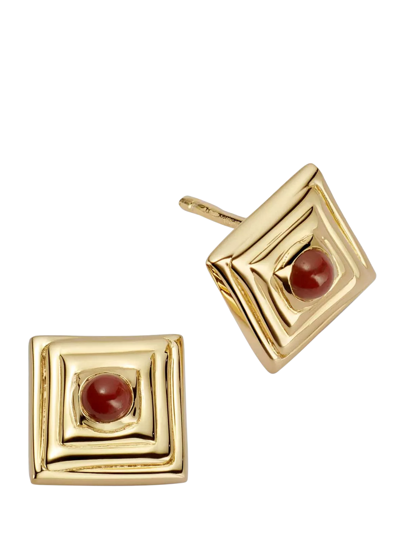 Daisy London 18ct gold plated agate stud earrings 9.3mm (British brand)