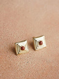 Daisy London 18ct gold plated agate stud earrings 9.3mm (British brand)