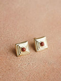 Daisy London 18ct gold plated agate stud earrings 9.3mm (British brand)