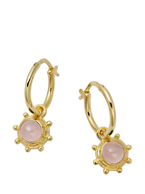 John Lewis Daisy London 18ct Gold Plated Rose Quartz Hoop Earrings, Gold- Buy online at McGrocer