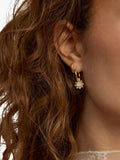 Daisy London rose quartz hoop earrings, imported from the UK