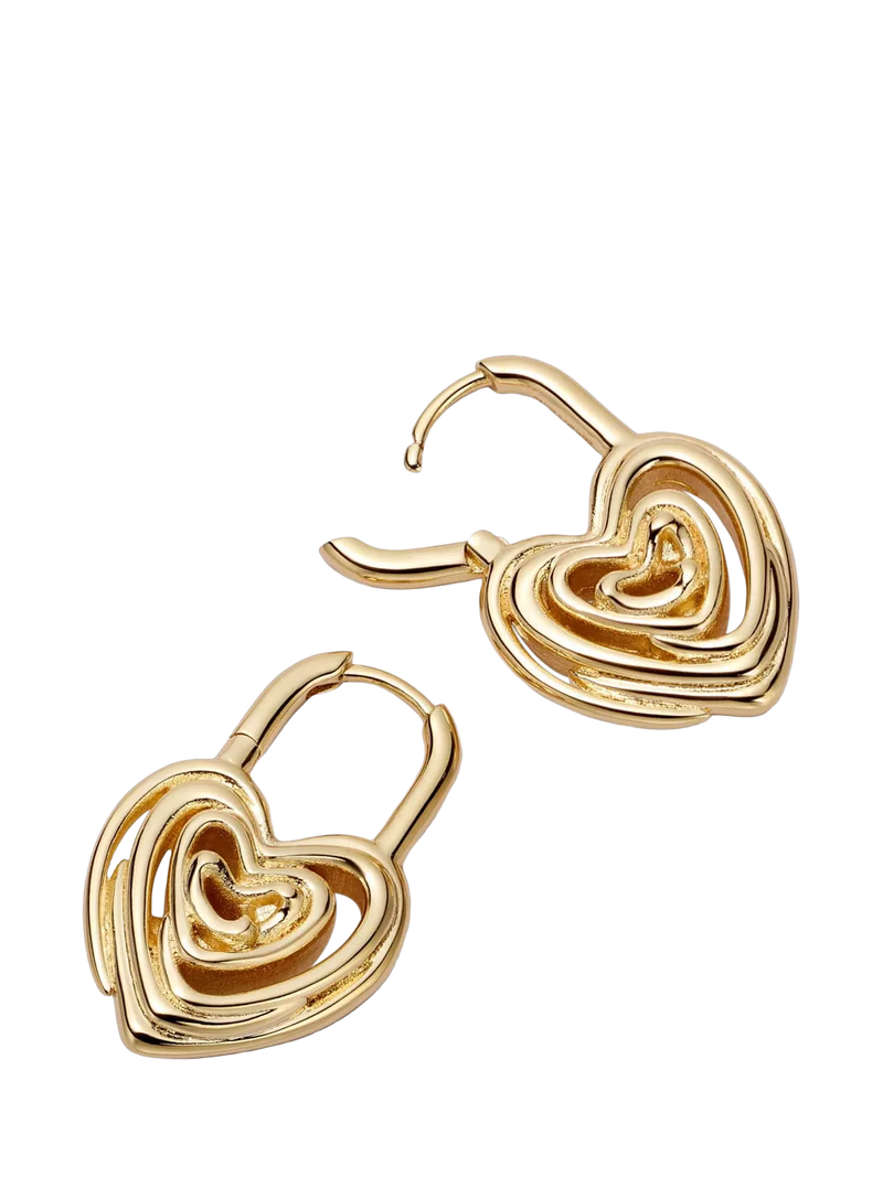 Daisy London 18ct gold plated scribble heart hoop earrings (British brand)
