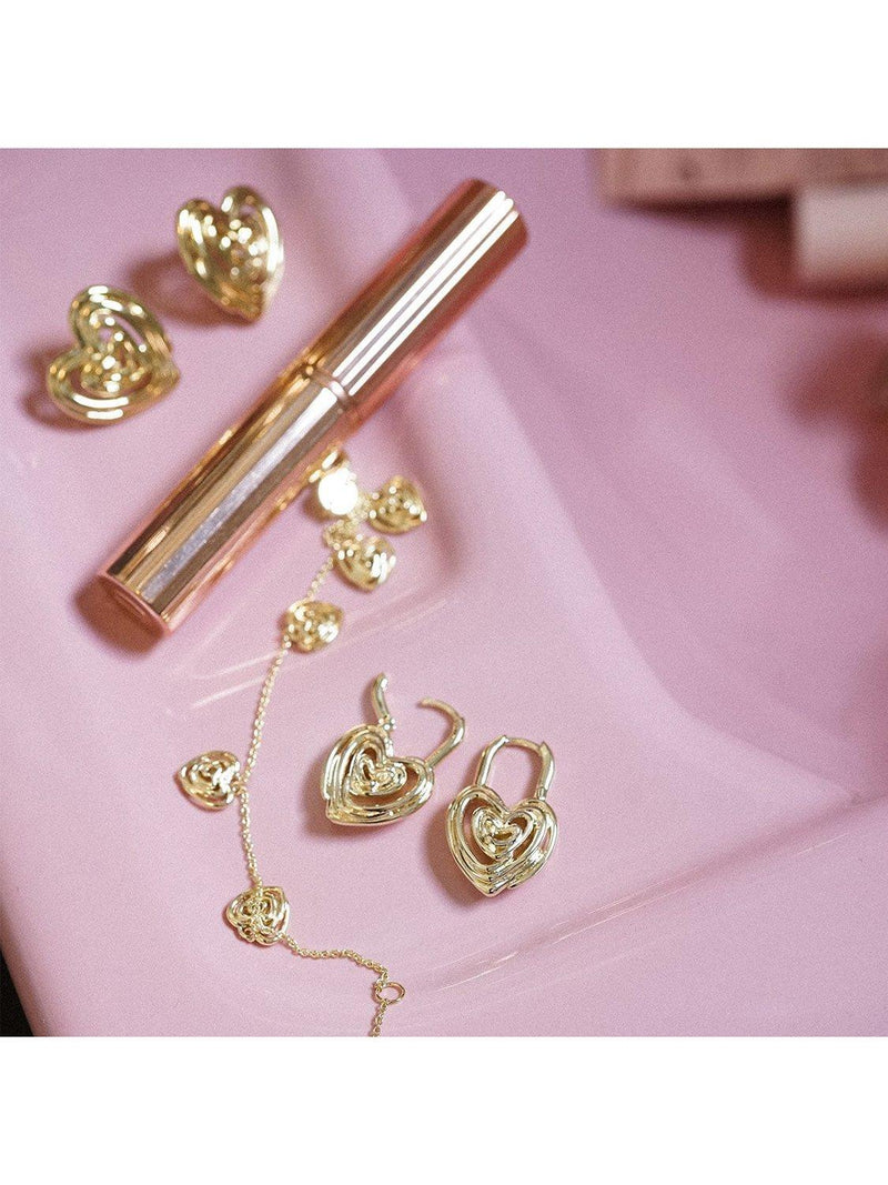 Daisy London 18ct gold plated scribble heart hoop earrings (British brand)