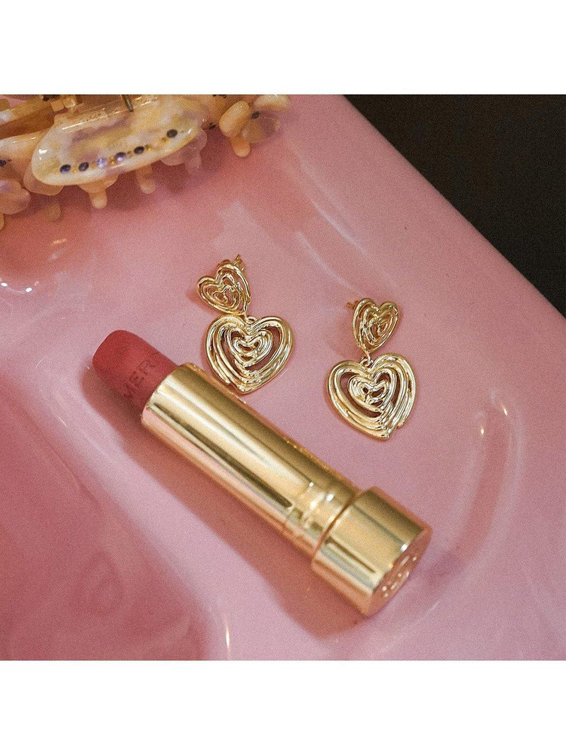 Daisy London 18ct gold plated scribble heart stud earrings - British product
