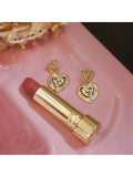 Daisy London 18ct gold plated scribble heart stud earrings - British product