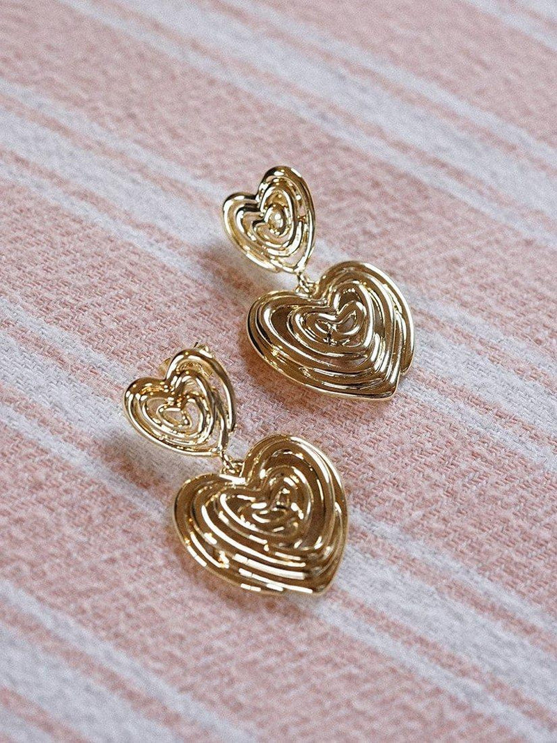 Daisy London 18ct gold plated scribble heart stud earrings - British product