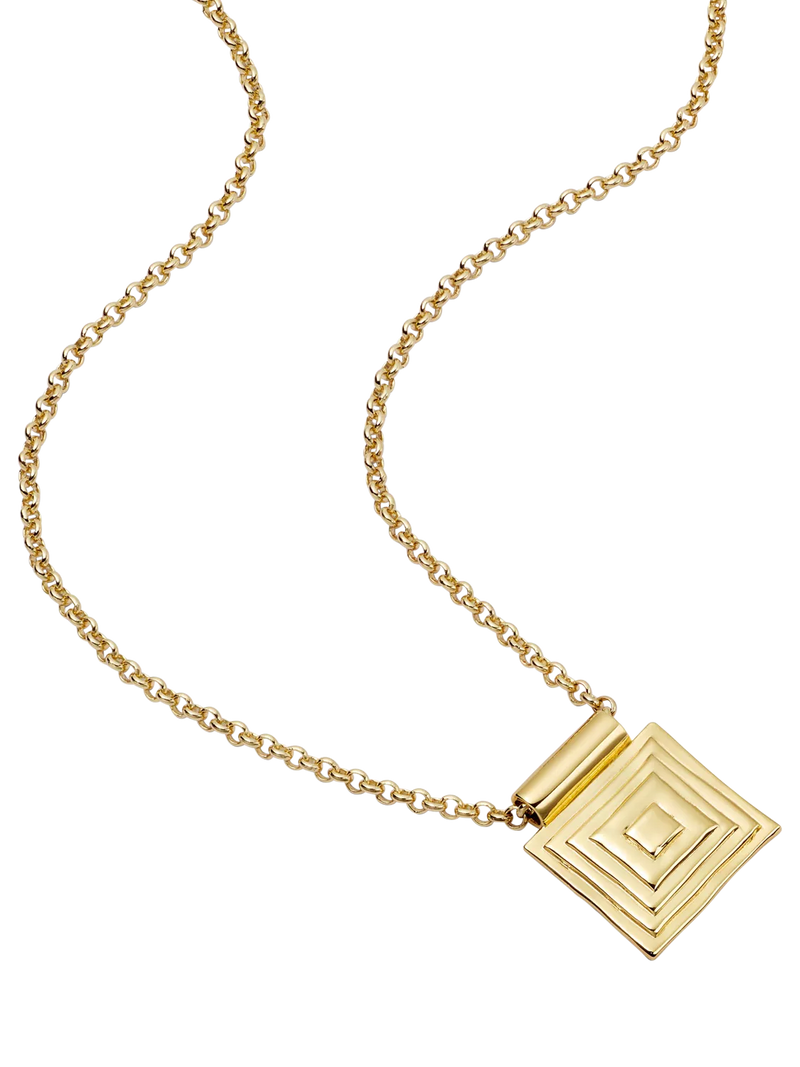 Daisy London gold plated layered square pendant necklace (British brand)