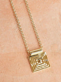 Daisy London gold plated layered square pendant necklace (British brand)