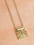 Daisy London gold plated layered square pendant necklace (British brand)