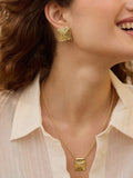 Daisy London gold plated layered square pendant necklace (British brand)