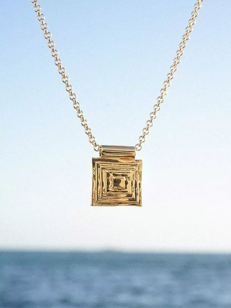 Daisy London gold plated layered square pendant necklace (British brand)