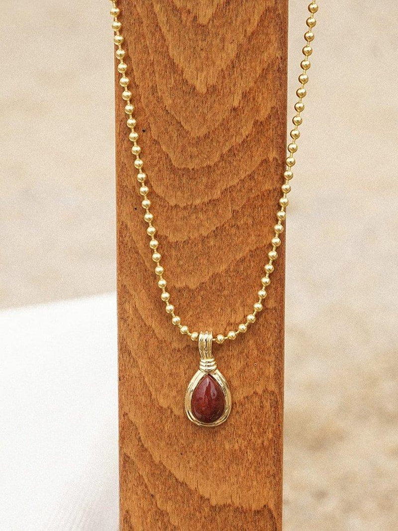 Daisy London gold plated jasper pendant necklace (British brand)
