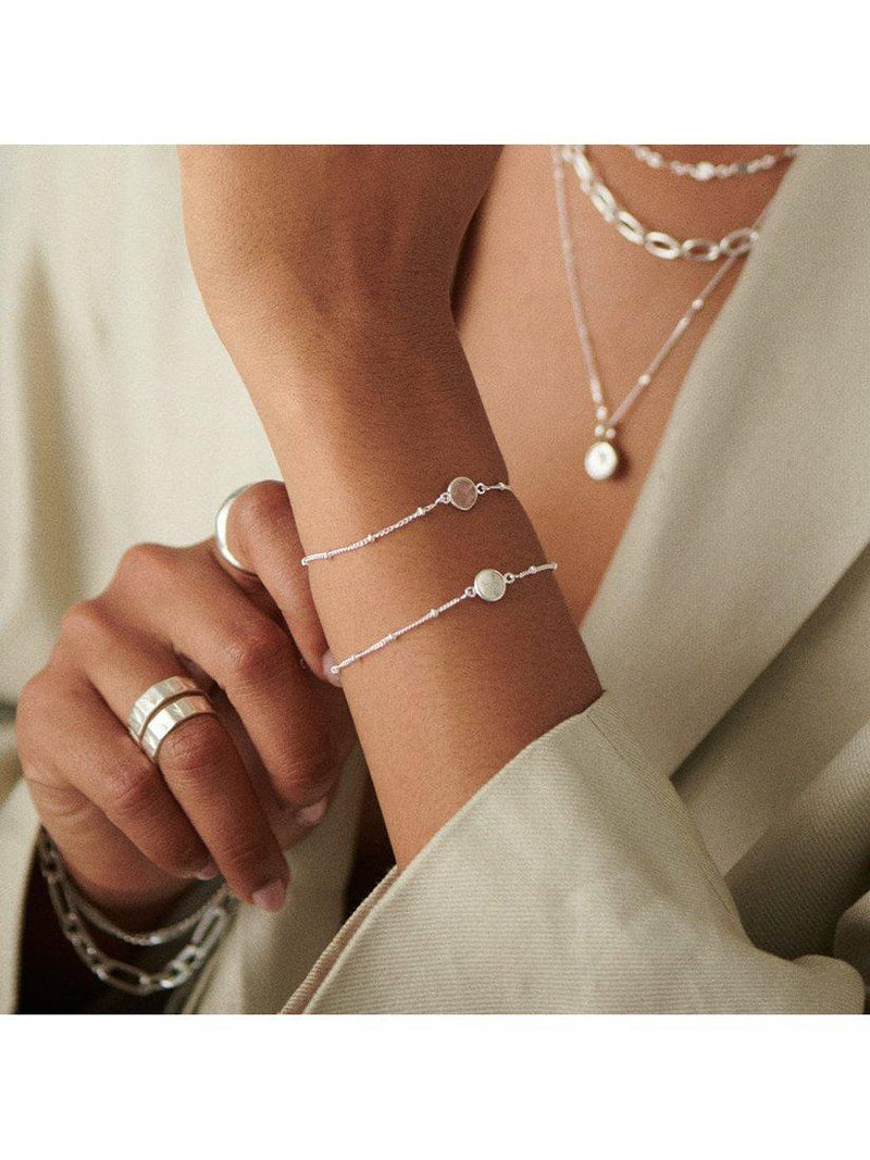 Daisy London sterling silver rose quartz bracelet adjustable 165mm-195mm, imported from the UK