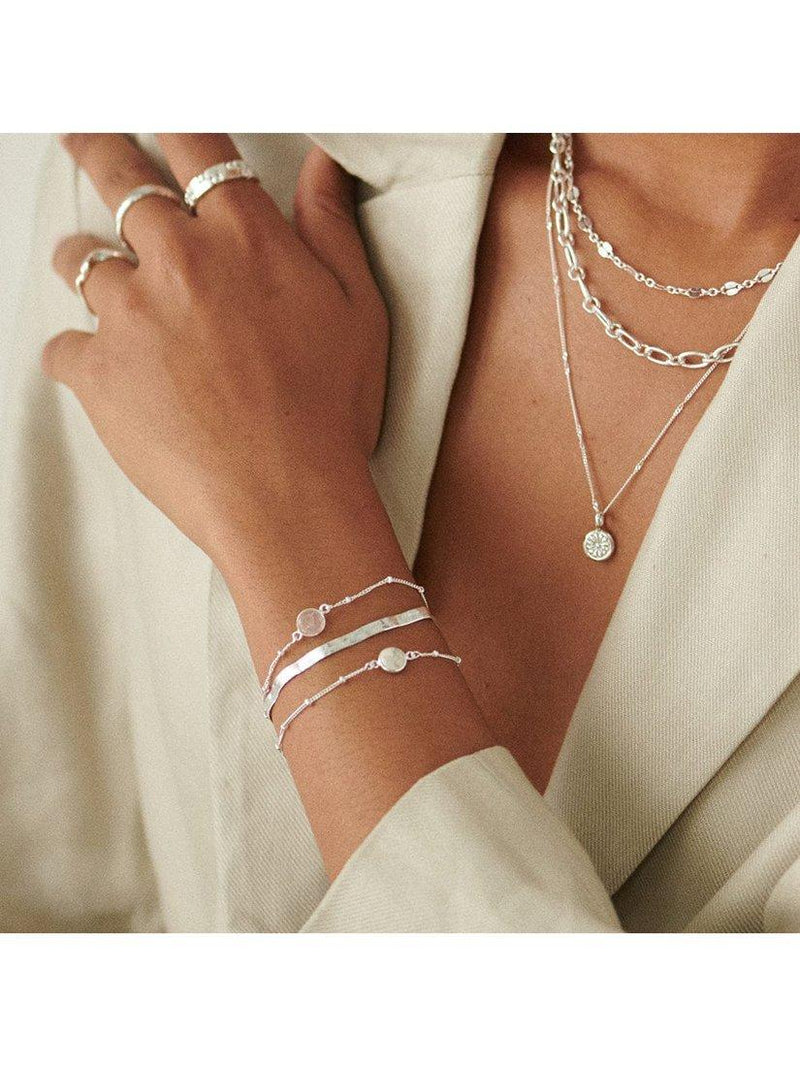 Daisy London sterling silver rose quartz bracelet adjustable 165mm-195mm, imported from the UK