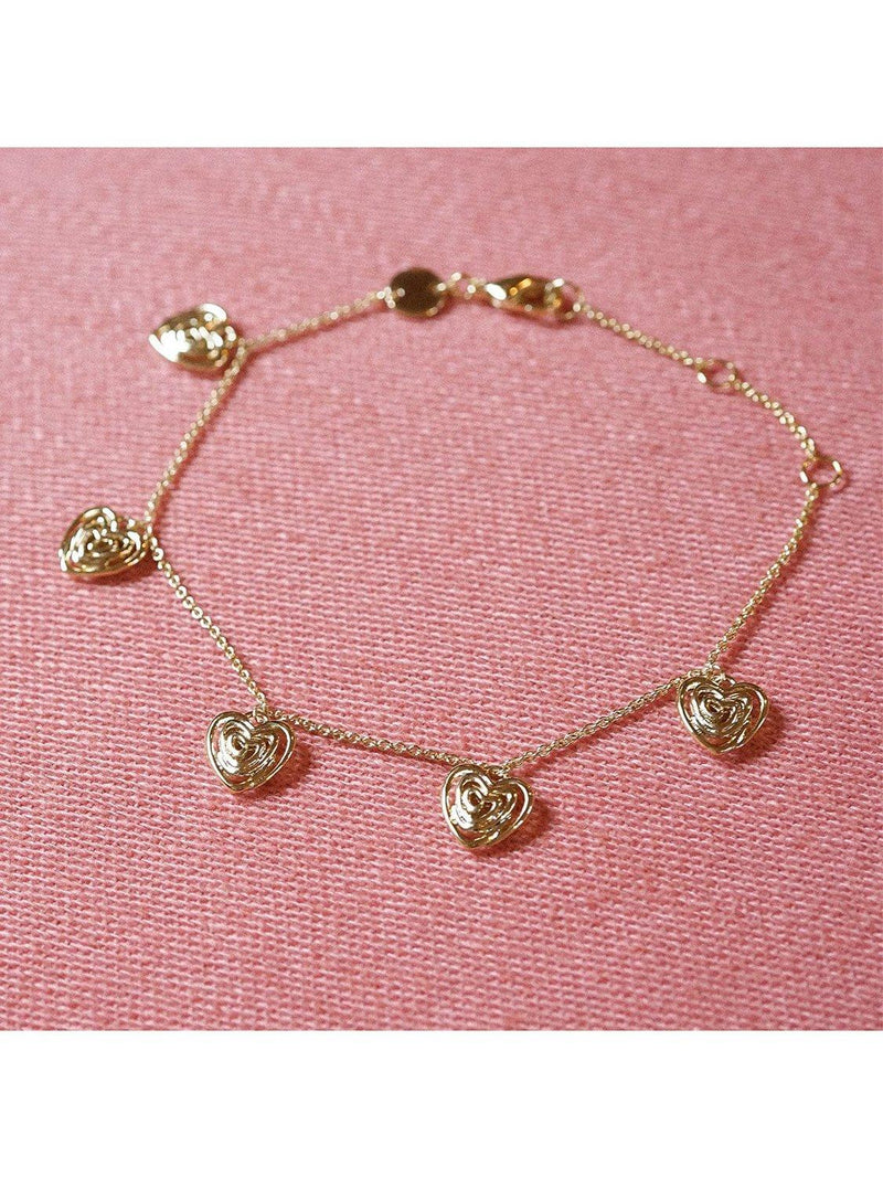 Daisy London gold plated heart charm bracelet 18ct (British brand)