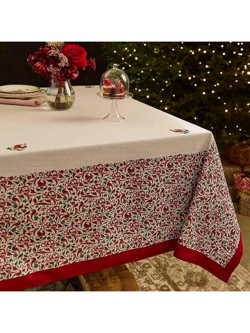 Spode Yuletide cotton tablecloth red 180x140cm (British brand)